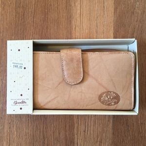 NWT Buxton Leather Wallet/Checkbook - Beige/Tan